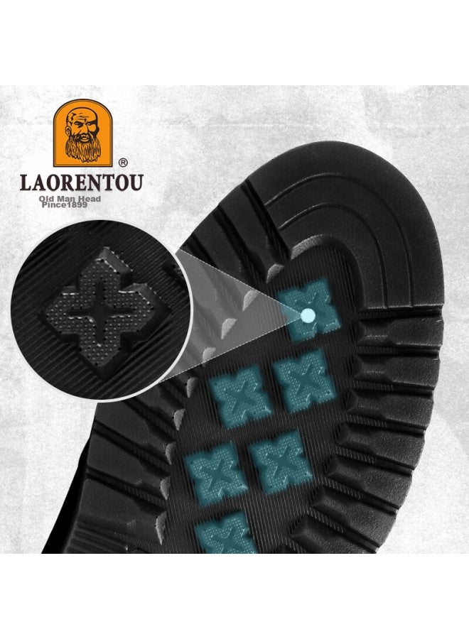 Laorentou Leather Shoes For Men, Business Casual Shoes, Top-grain Cowhide Slip-on, Wear-resistant Men's Shoes, Soft Upper Men's Shoes, 19009 Black, Size 41 - Image 3