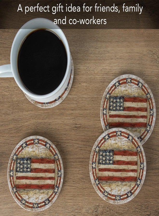 ثيريستي ستون مجموعة قواعد أكواب ثيرستستون أمريكانا المصنوعة من الحجر الرملي الطبيعي، 4 قطع، صديقة للبيئة، ماصة، سهلة التنظيف - Image 4