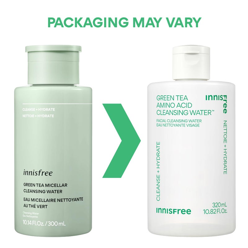 innisfree Green Tea Amino Acid Cleansing Water, Hydrating Micellar Makeup Remover, Korean Skincare, Dermatologist Tested - Image 3