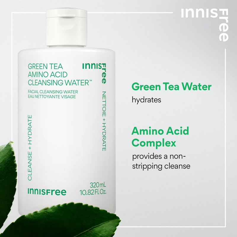 innisfree Green Tea Amino Acid Cleansing Water, Hydrating Micellar Makeup Remover, Korean Skincare, Dermatologist Tested - Image 2
