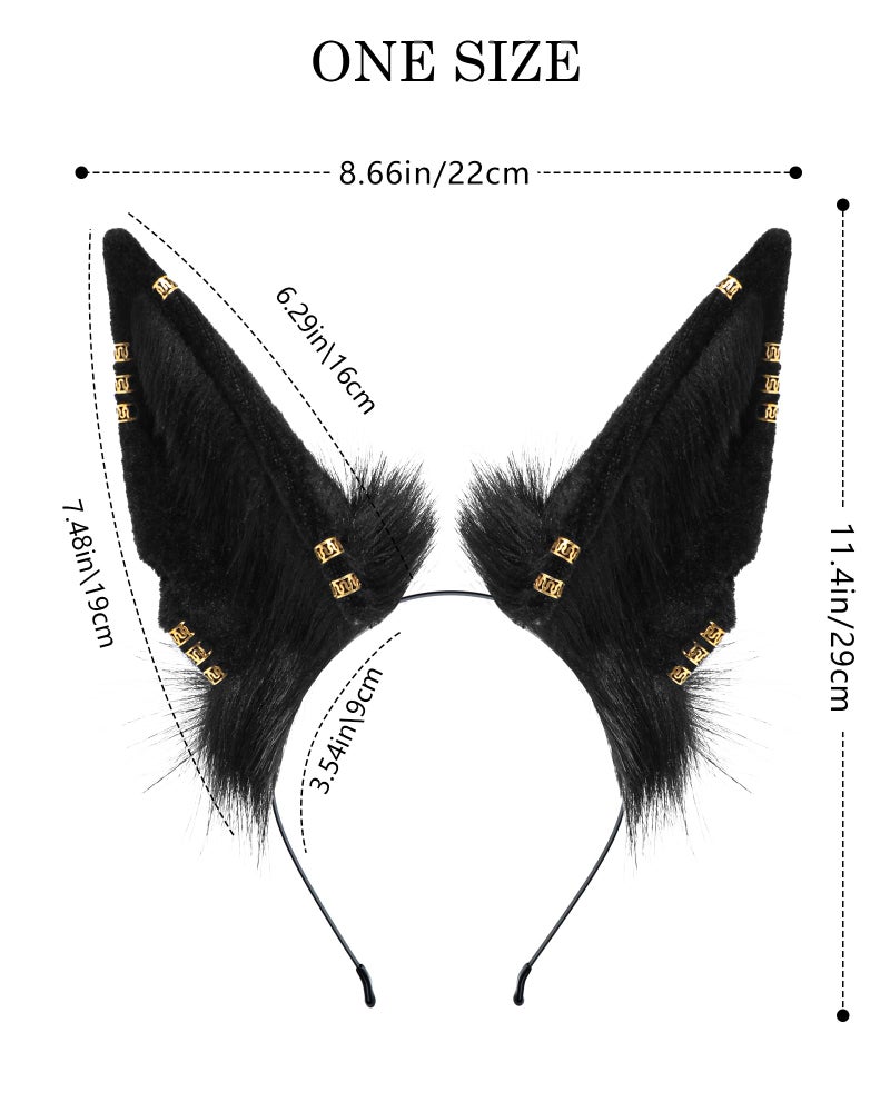 BNLIDES Handmade Fur Wolf Ears Headwear Women Men Cosplay Costume Party Cute Head Accessories for Halloween (Earring Black) - Image 3