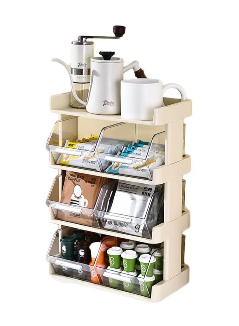 ARNOTEC Multi-Layer Coffee Storage Rack – Stackable Countertop Organizer with Transparent Flip Bins, Space-Saving Coffee Station Organizer for Coffee Pods, Tea Bags, Sugar Packets, and Accessories  - Image 1