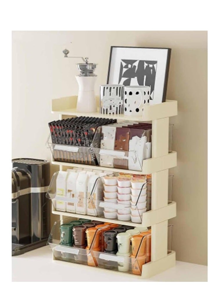 ARNOTEC Multi-Layer Coffee Storage Rack – Stackable Countertop Organizer with Transparent Flip Bins, Space-Saving Coffee Station Organizer for Coffee Pods, Tea Bags, Sugar Packets, and Accessories  - Image 3