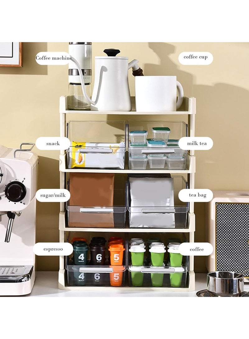 ARNOTEC Multi-Layer Coffee Storage Rack – Stackable Countertop Organizer with Transparent Flip Bins, Space-Saving Coffee Station Organizer for Coffee Pods, Tea Bags, Sugar Packets, and Accessories  - Image 4