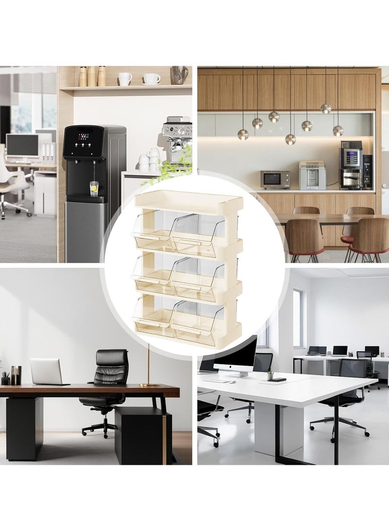 ARNOTEC Multi-Layer Coffee Storage Rack – Stackable Countertop Organizer with Transparent Flip Bins, Space-Saving Coffee Station Organizer for Coffee Pods, Tea Bags, Sugar Packets, and Accessories  - Image 5