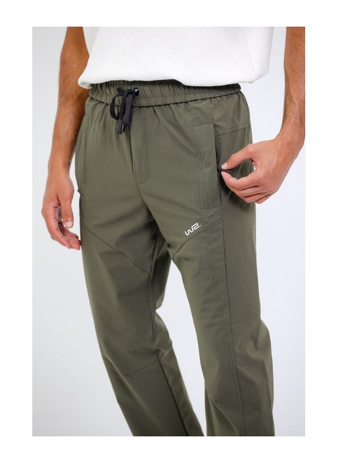 Slip On Plain Olive Practical Joggers