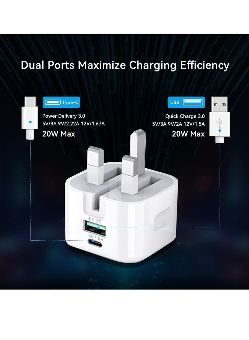 MUNTAQI PD 2 Ports Type-C 20W Fast Dual Ports Charger with Cable - Image 3