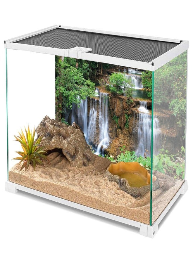 AWERT خلفية حوض زجاجي بتصميم شلال من AWERT، مقاس 30 × 18 بوصة، خلفية حوض زجاجي بتصميم غابة استوائية، نباتات استوائية، شجرة خضراء، خلفية موطن الزواحف، مصنوعة من الفينيل - Image 3