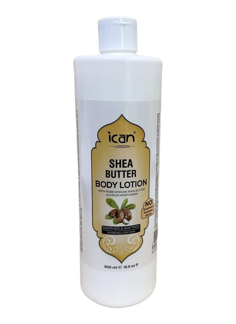 iCan London Natural Shea Butter Body Lotion 24Hr Moisturising Effect 500ml 