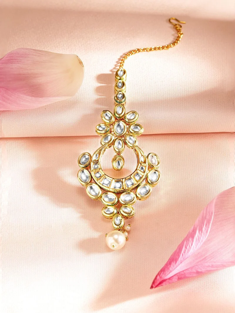 Priyaasi Kundan Studded Maang Tikka Head Jewellery