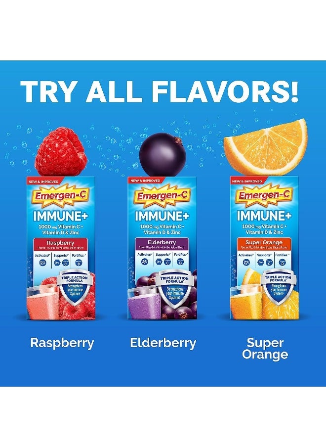 Emergen-C 1000Mg Vitamin C Powder With Vitamin D Zinc Antioxidants And Electrolytes For Immunity Immune Support Dietary Supplement Super Orange Flavor 30 Count/1 Month Supply  - Image 4