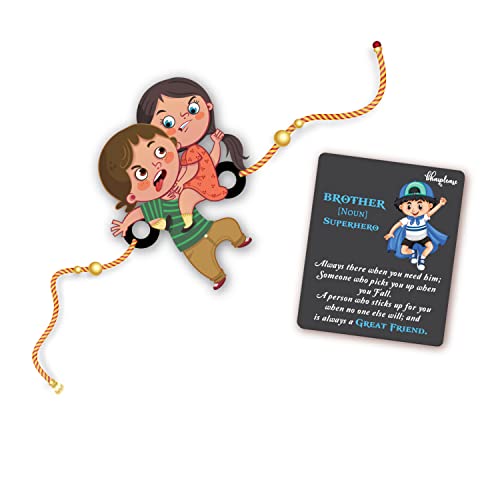 Bhai Please Annoying Brother Rakhi with Brother is Superhero Fridge Magnet (Gift Combo for Bhai/Bhaiya) | Set of 1 pc Rakhi For Men with Roli- Chawal and Fridge Magnet With Rakshabandhan Greetings - Image 1