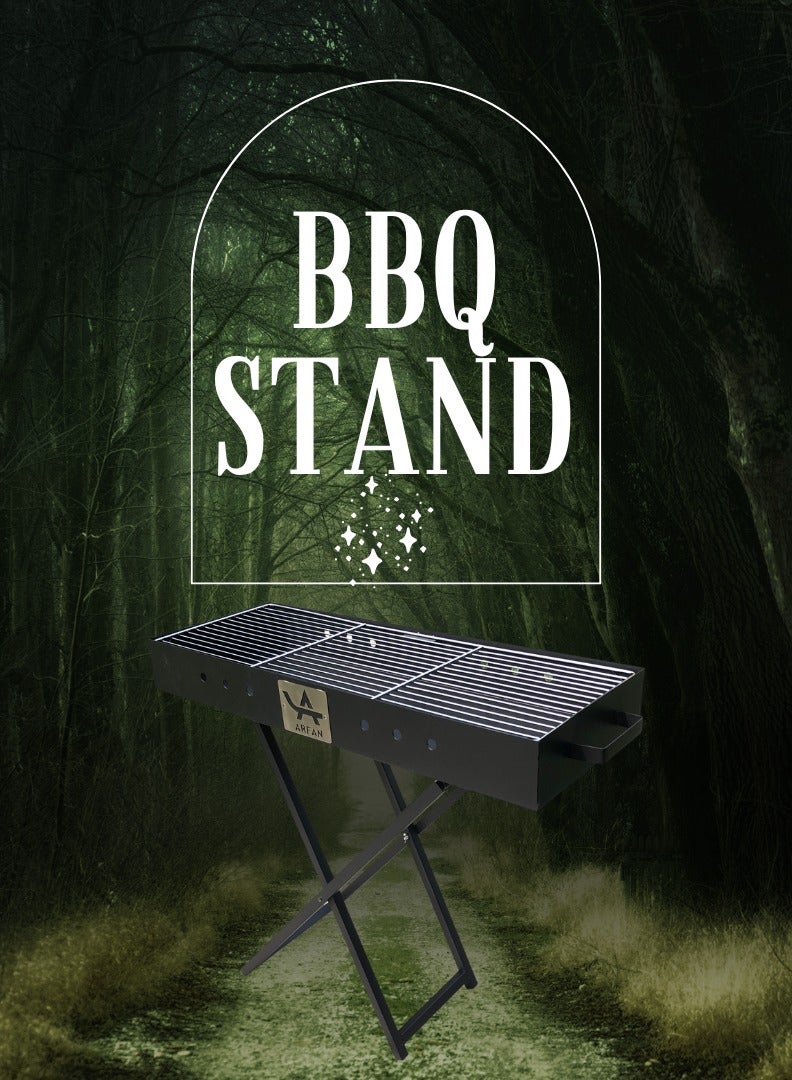 AFT Heavy-Duty 80 cm Foldable Charcoal Grill with Sturdy X-Frame Legs, Efficient Charcoal Use, Enhanced Ventilation, and Lightweight Design for Outdoor BBQs, Camping, and Picnics. (Black) Arfan - Image 4