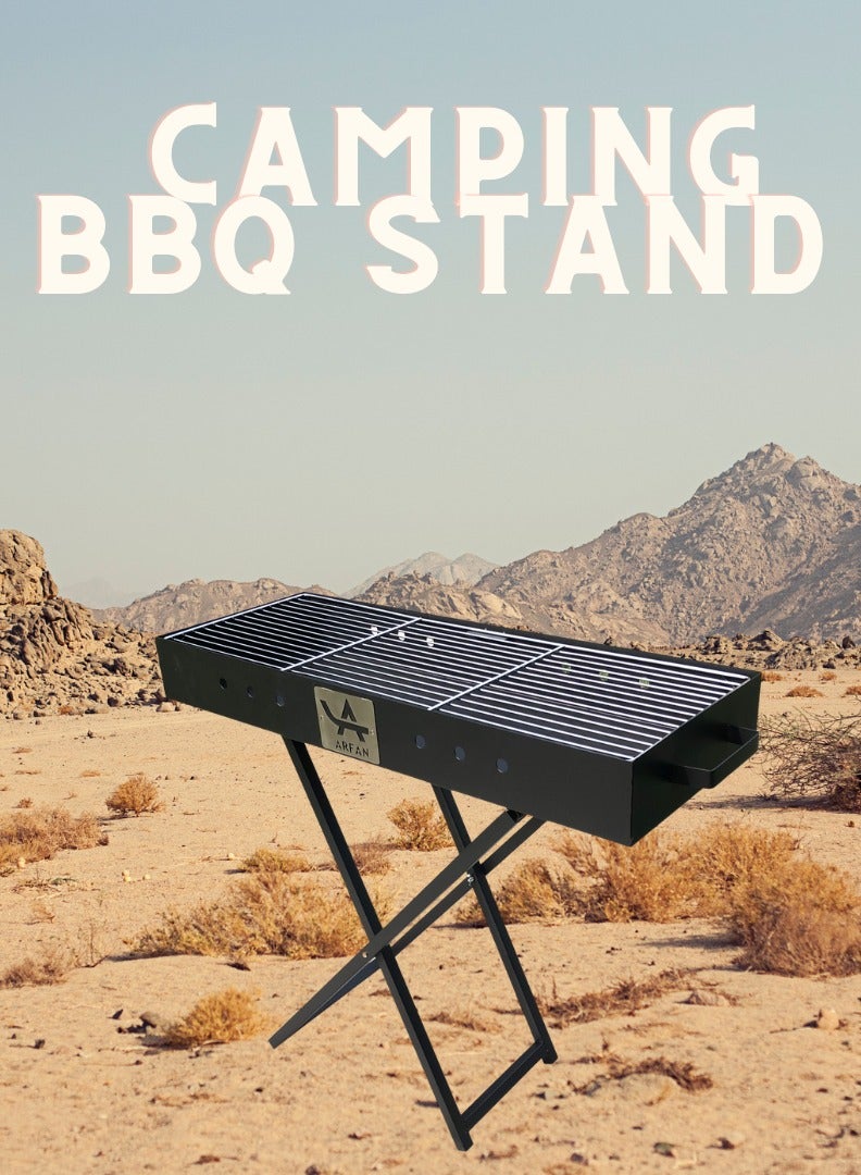 AFT Heavy-Duty 80 cm Foldable Charcoal Grill with Sturdy X-Frame Legs, Efficient Charcoal Use, Enhanced Ventilation, and Lightweight Design for Outdoor BBQs, Camping, and Picnics. (Black) Arfan - Image 3