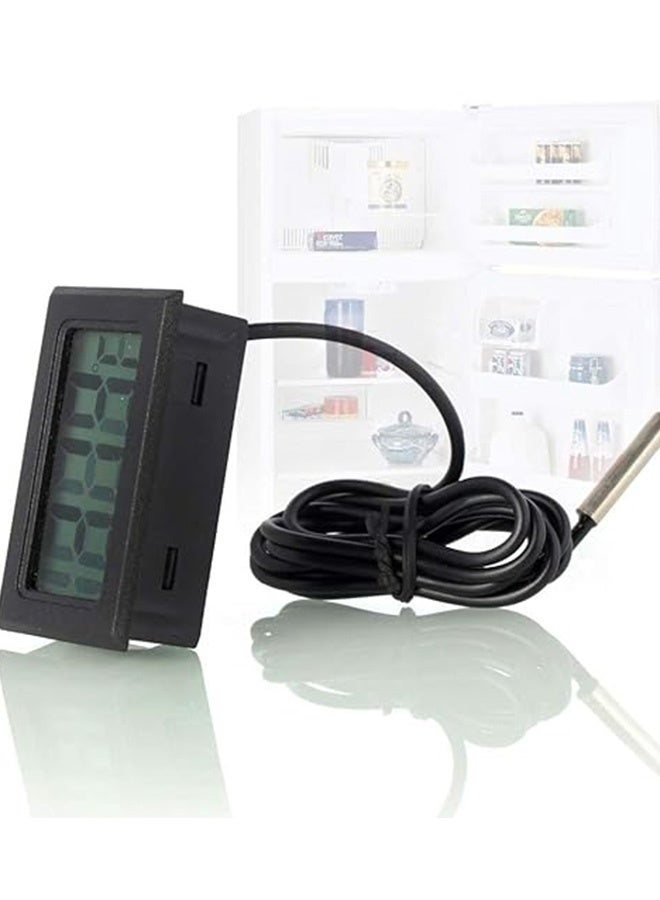 4pcs Black Digital LCD Thermometer Temperature Monitor with External Probe for Fridge Freezer Refrigerator Aquarium - Image 3