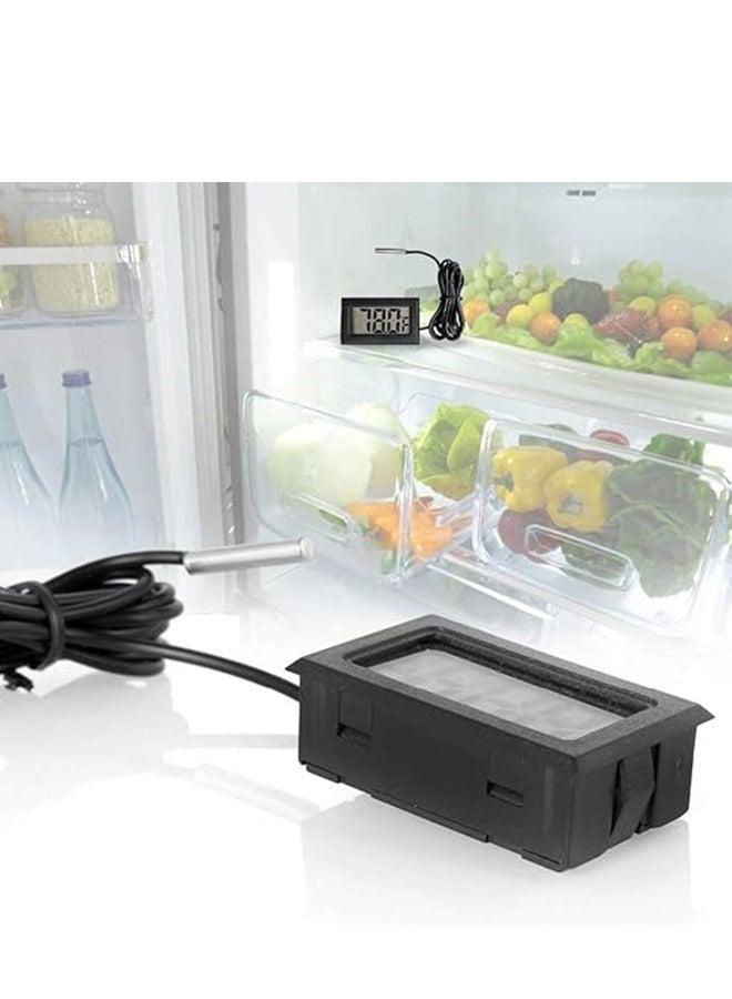 4pcs Black Digital LCD Thermometer Temperature Monitor with External Probe for Fridge Freezer Refrigerator Aquarium - Image 2