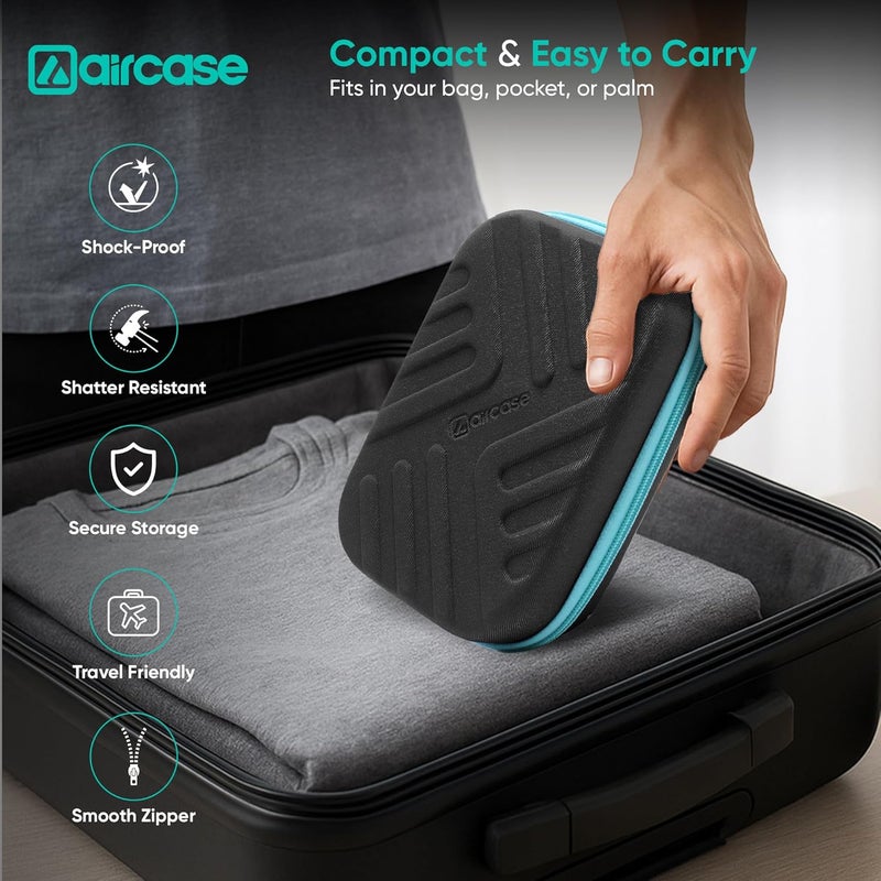 AirCase حقيبة تنظيم الإلكترونيات مع غلاف EVA مقاوم للصدمات وبطانة ناعمة، 2 جيب شبكي، 11 حلقة مرنة | منظم للأجهزة للقرص الصلب الخارجي/SSD، بنك الطاقة، الكابلات، المحولات، الشواحن، الأجهزة (أسود) - Image 4