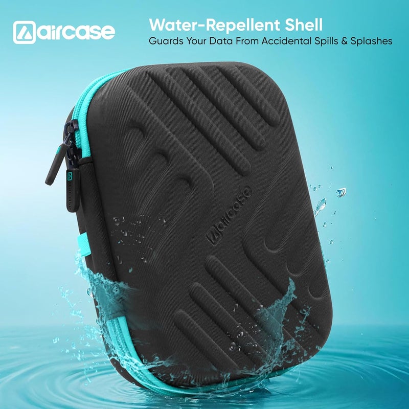 AirCase حقيبة تنظيم الإلكترونيات مع غلاف EVA مقاوم للصدمات وبطانة ناعمة، 2 جيب شبكي، 11 حلقة مرنة | منظم للأجهزة للقرص الصلب الخارجي/SSD، بنك الطاقة، الكابلات، المحولات، الشواحن، الأجهزة (أسود) - Image 3