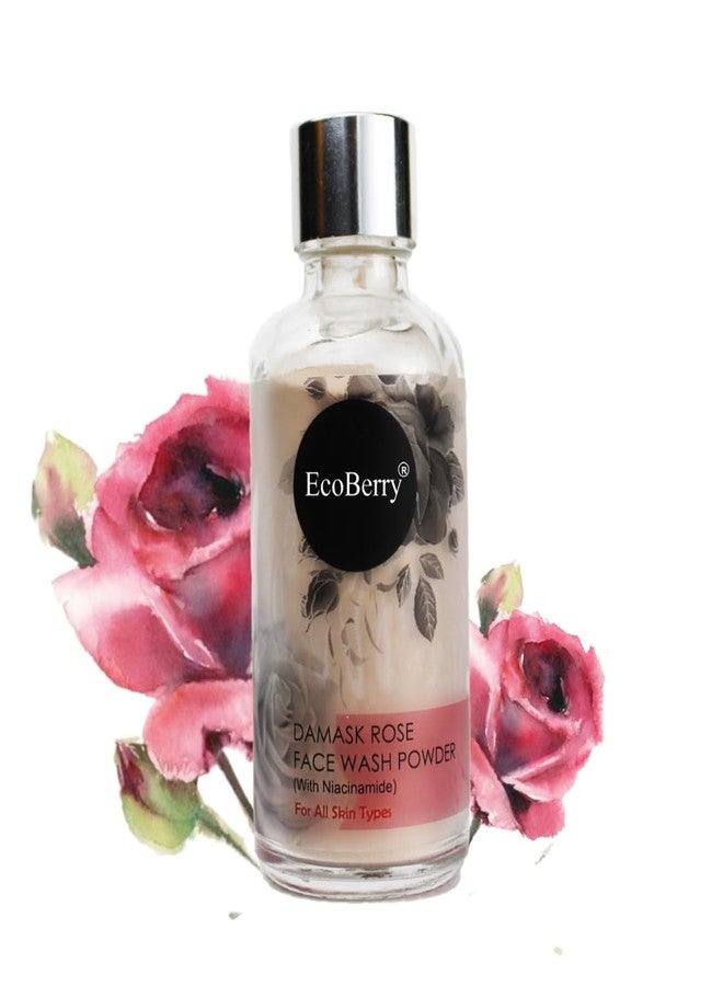 EcoBerry Damask Rose Face Wash Powder, Hydrates and Soothes, Even skin Tone, Balance oil Production, Anti-Aging, Exfoliation and Cleansing, 100% Pure and Natural, Handmade, Chemical Free | 50g - Image 1