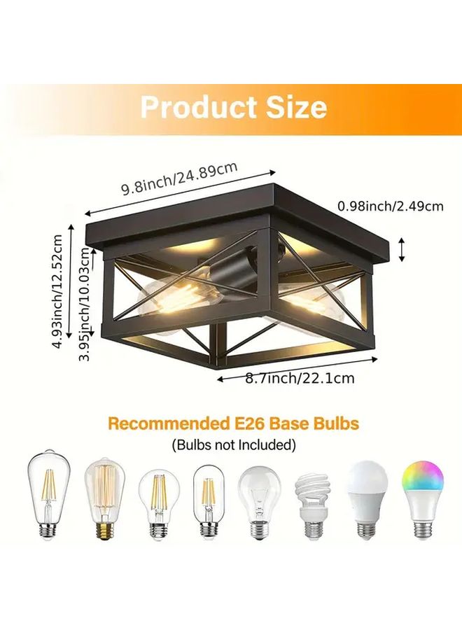 Retro Black Metal Frame Ceiling Light 1 Pack For Corridor Kitchen Bedroom Living Room - Image 2