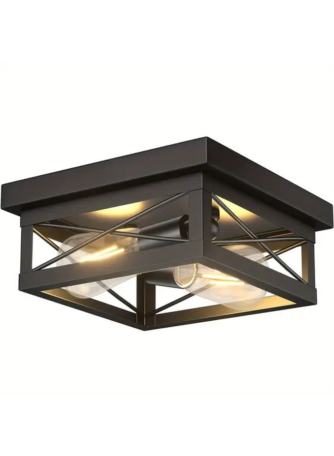 Retro Black Metal Frame Ceiling Light 1 Pack For Corridor Kitchen Bedroom Living Room - Image 1
