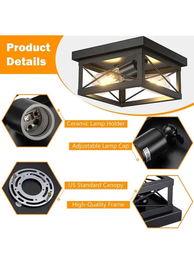 Retro Black Metal Frame Ceiling Light 1 Pack For Corridor Kitchen Bedroom Living Room - Image 3