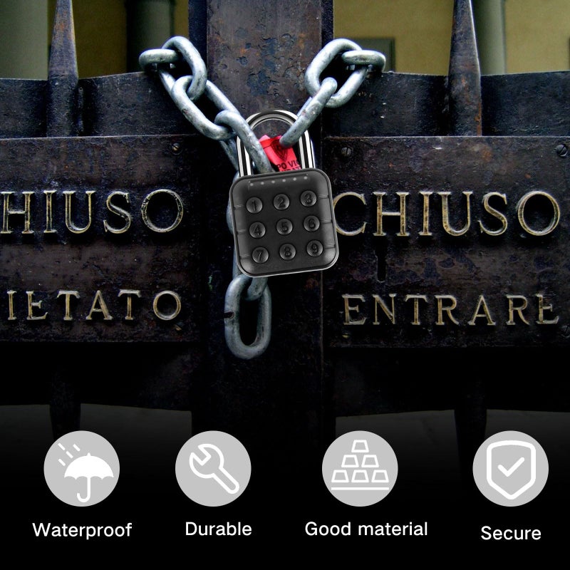 Abizarch Combination Lock, 6 Digit Password Locker Lock, Aluminum Alloy Code Digital Padlock, Push Button Security Safe Padlock, Combination Padlock for Gym and School Lockers(black) - Image 5