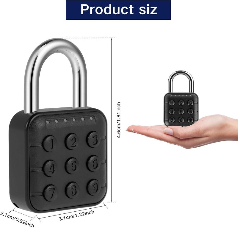 Abizarch Combination Lock, 6 Digit Password Locker Lock, Aluminum Alloy Code Digital Padlock, Push Button Security Safe Padlock, Combination Padlock for Gym and School Lockers(black) - Image 4