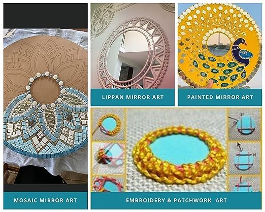 Bhavya Enterprises Bhavya Enterprises Round Shape Glass Mirror Kit Jewelry Making Lippan Art Work Embroidery Craft Work Mosaic Art Stone Mirror Beads Kids School Projects 200 Pcs 10 MM Round  - Image 4
