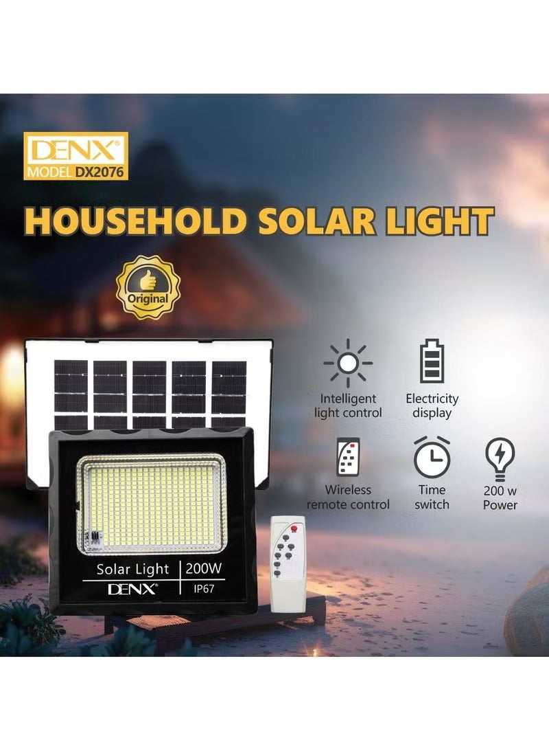 دينكس مصباح إضاءة مركز مزود بإضاءة LED ويعمل بالطاقة الشمسية بقدرة 200 وات