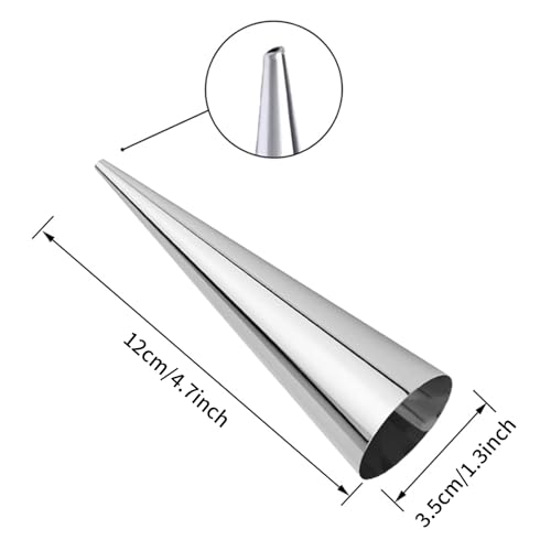 JIELUO 20Pcs Large Conical Cream Horn Molds Nonstick Cream Horn Molds Stainless Steel 5 inch Large Size Cannoli Tubes Kit Pack of Baking Cones Pastry Roll Horn Croissant Mold With brush - Image 3