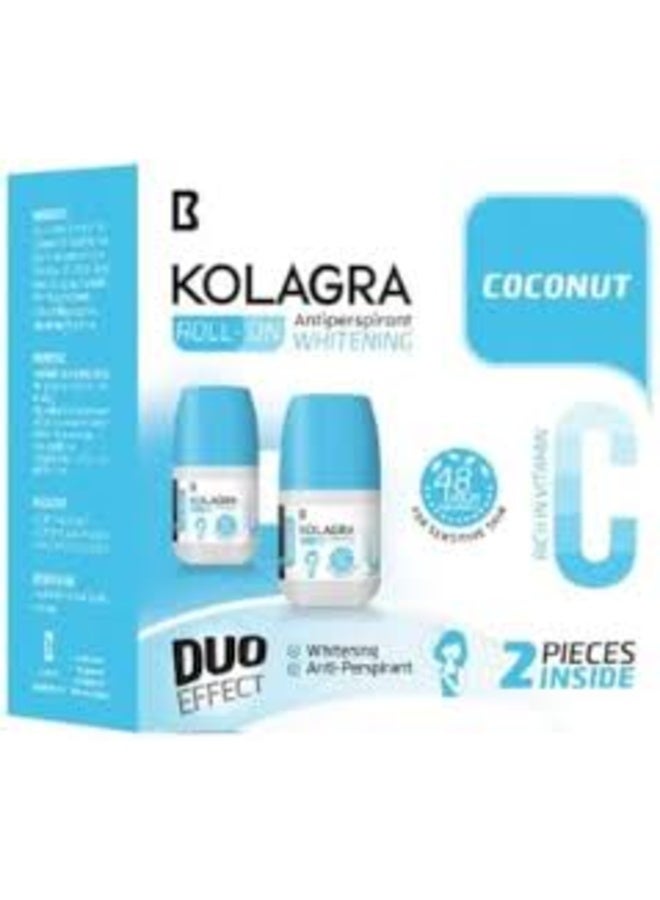Kolagra whitening Roll on 2*1 promo pack 1+1 Coconut