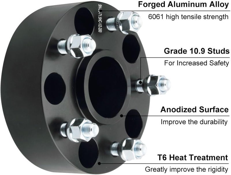 DCVAMOUS 2PC 5x4.5 Hubcentric Wheel Spacers 1.5 Inch with 12x1.5 Studs for Toyota Lexus - Image 5