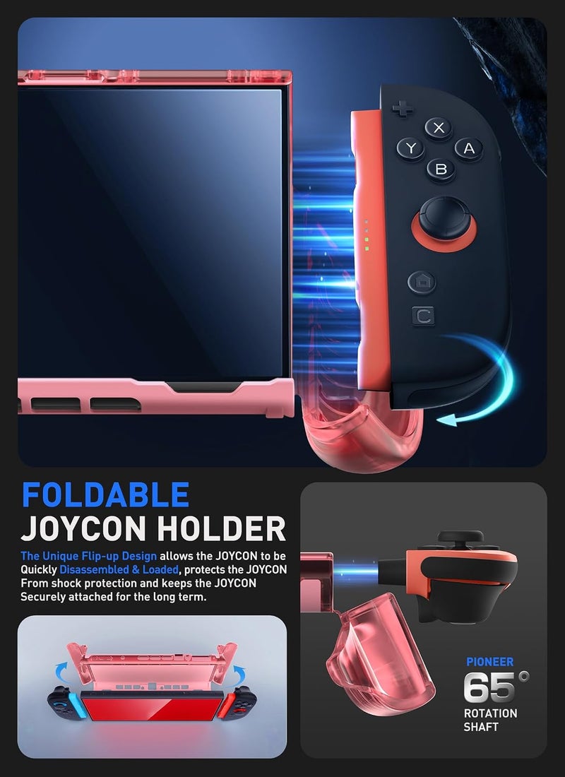Mumba Clear Case for Nintendo Switch 2 2025, Crystal Protective Clear Cover with Quick-Release Joy-Con Design and TPU Grip Compatible with New Nintendo Switch 2 7.9 Inch Console (Pink) - Image 3
