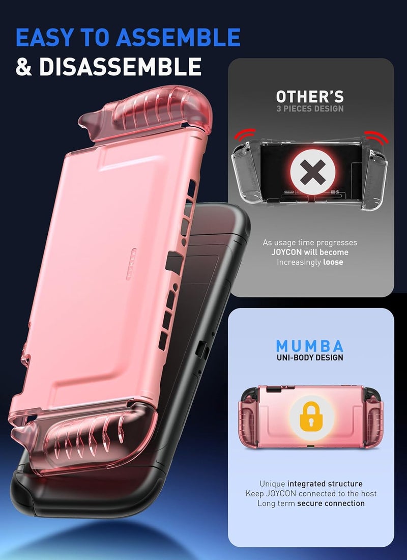Mumba Clear Case for Nintendo Switch 2 2025, Crystal Protective Clear Cover with Quick-Release Joy-Con Design and TPU Grip Compatible with New Nintendo Switch 2 7.9 Inch Console (Pink) - Image 5