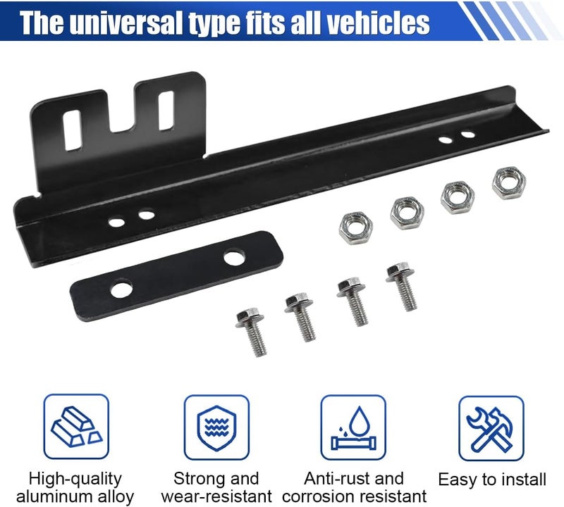 LHDOS Car License Plate Bracket Holder, Aluminum Front Bumper License Plate Relocator Frame Holder Bar, License Plate Mount Bracket Kit with Bolts and Nuts, Universal License Plate Holder (Black) - Image 3