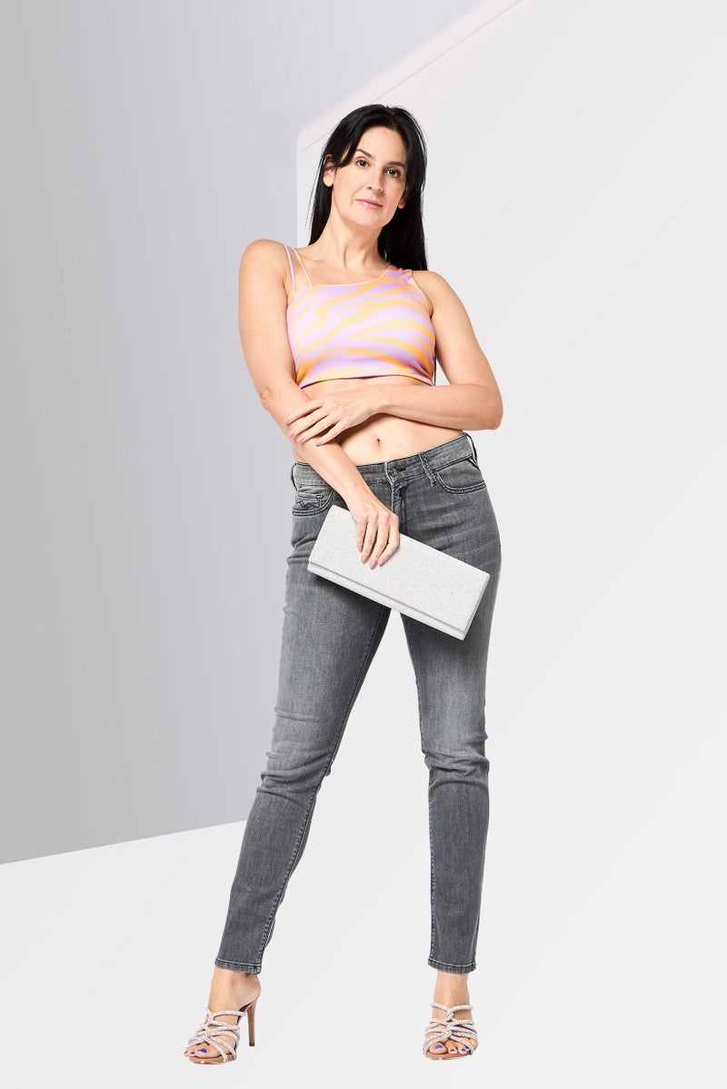 Replay Women Skinny Fit Washed Stretchable Denim Jeans, Grey - Image 4