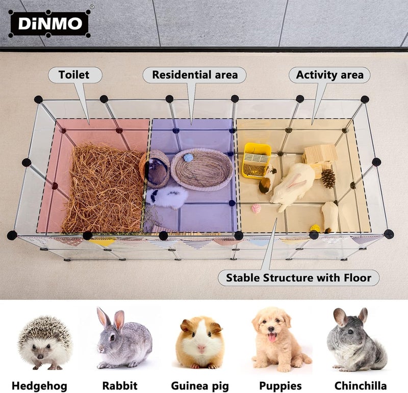 DINMO Guinea Pig Cages with Floor, Puppy Playpen, Small Animal Playpen for Rabbit, Bunny, Ferret, Hedgehog, DIY, Expanded, Portable, Exercise Fence, 61.2 x 24.8 x 24.8inch - Image 3