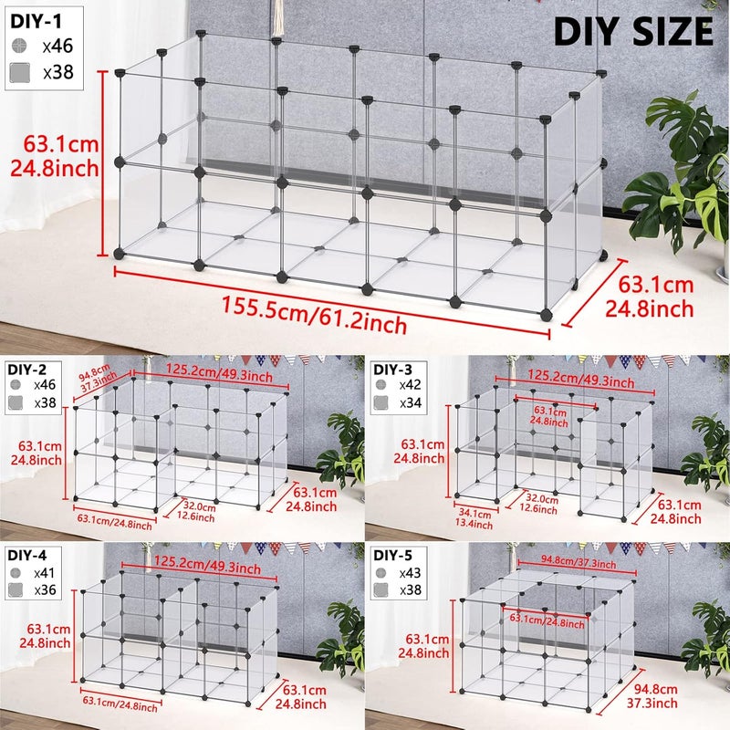 DINMO Guinea Pig Cages with Floor, Puppy Playpen, Small Animal Playpen for Rabbit, Bunny, Ferret, Hedgehog, DIY, Expanded, Portable, Exercise Fence, 61.2 x 24.8 x 24.8inch - Image 5