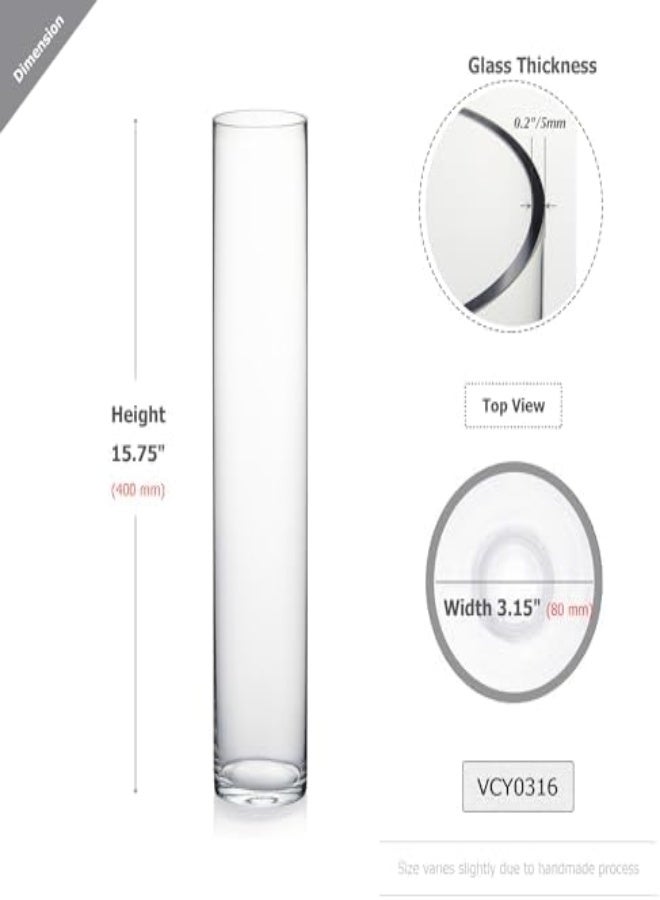 AKDC Wgvi Tall Cylinder Vase, 3" W X 16" H, Clear Skinny&Narrow Glass Bud Vase For Wedding Party Flowers Centerpieces Home Office Decor, 1 Piece - Image 2