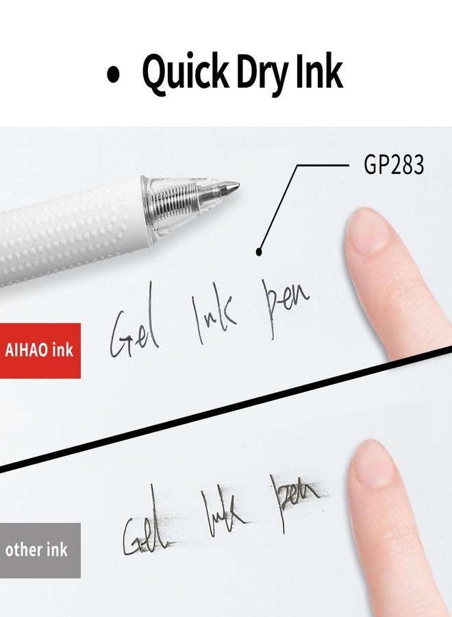 AIHAO 0.7mm Gel Pens, Retractable Black Ink, Quick-Drying & No Bleed, Silent Click, Smooth and Comfortable Writing Pens for Office, School, or Journaling - 8 Pack - Image 2