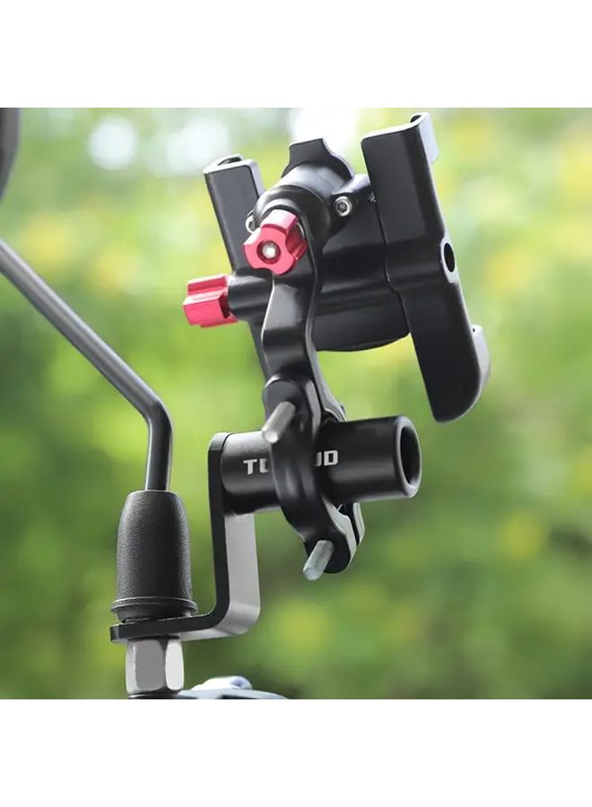 Motorcycle Handlebar Extension Bracket Adjustable Mount For Mirrors Lights Speedometer Black - Image 1
