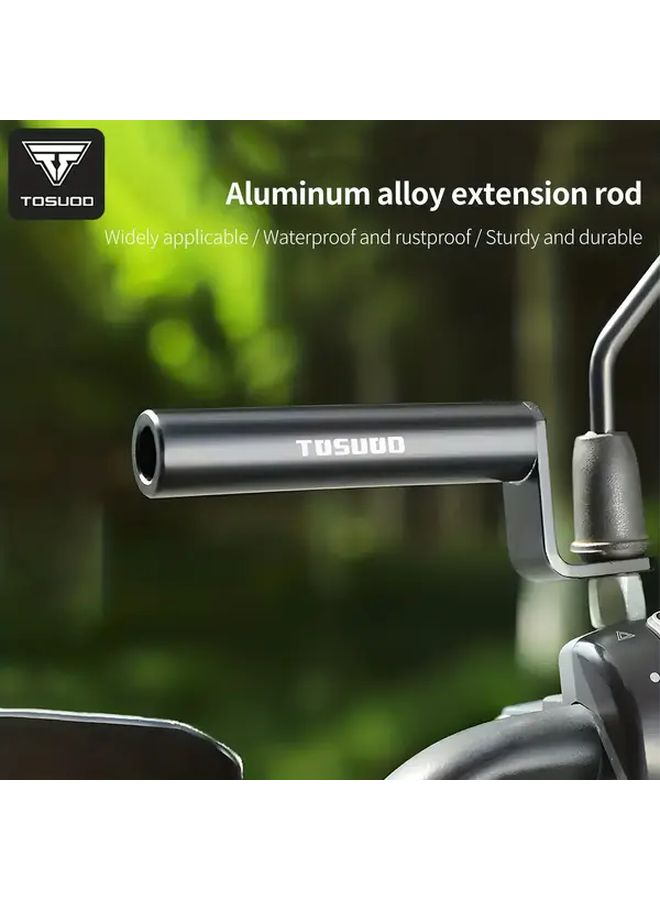 Motorcycle Handlebar Extension Bracket Adjustable Mount For Mirrors Lights Speedometer Black - Image 2