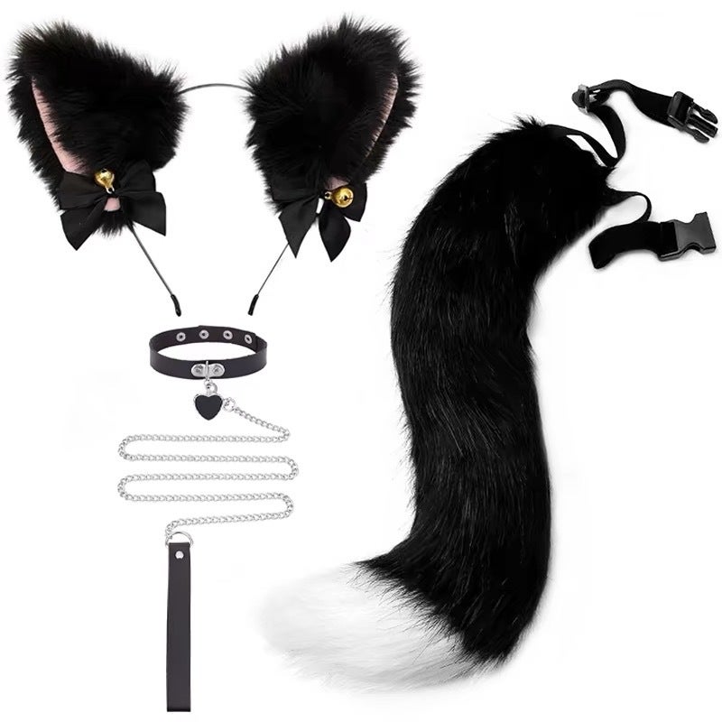 Cute Cat Ear Headband Tail Cosplay Set G three-piece set 