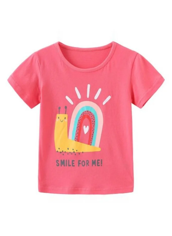 YUNIQEE Pink Printed Short Sleeve Crew Neck T-Shirt