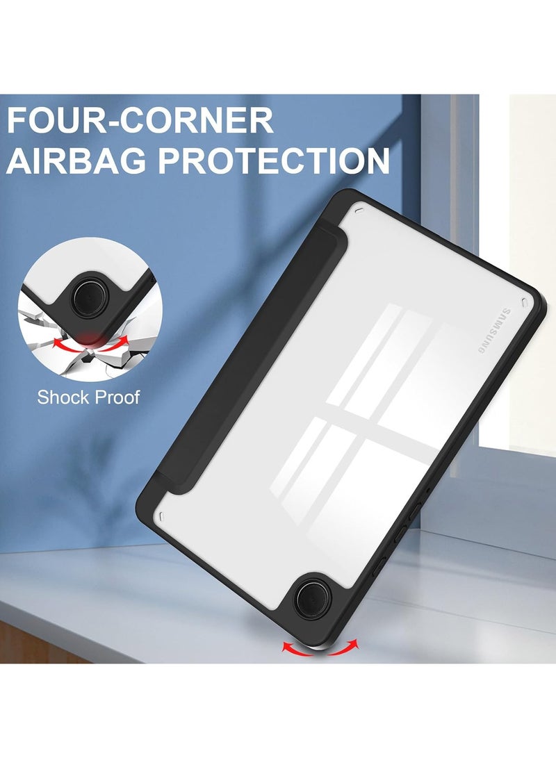 Hybrid Slim Case with Pen Holder for Samsung Galaxy Tab A9 8.7 Inch 2023 Model (SM-X110/X115/X117) Clear Transparent Back Shell, Black - Image 5