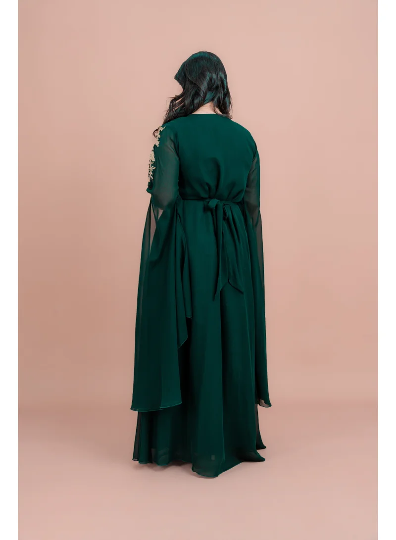 IKKXA Belted Elegant 2-Piece Kaftan IKS504 Green