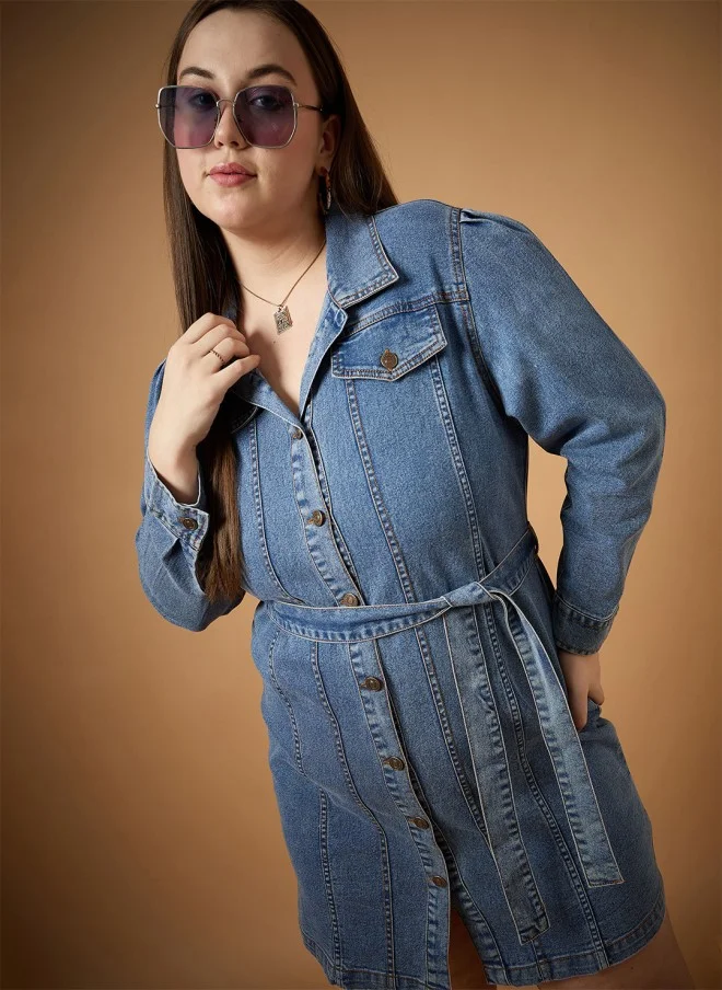 SASSAFRAS Denim Shirt Dress for Women