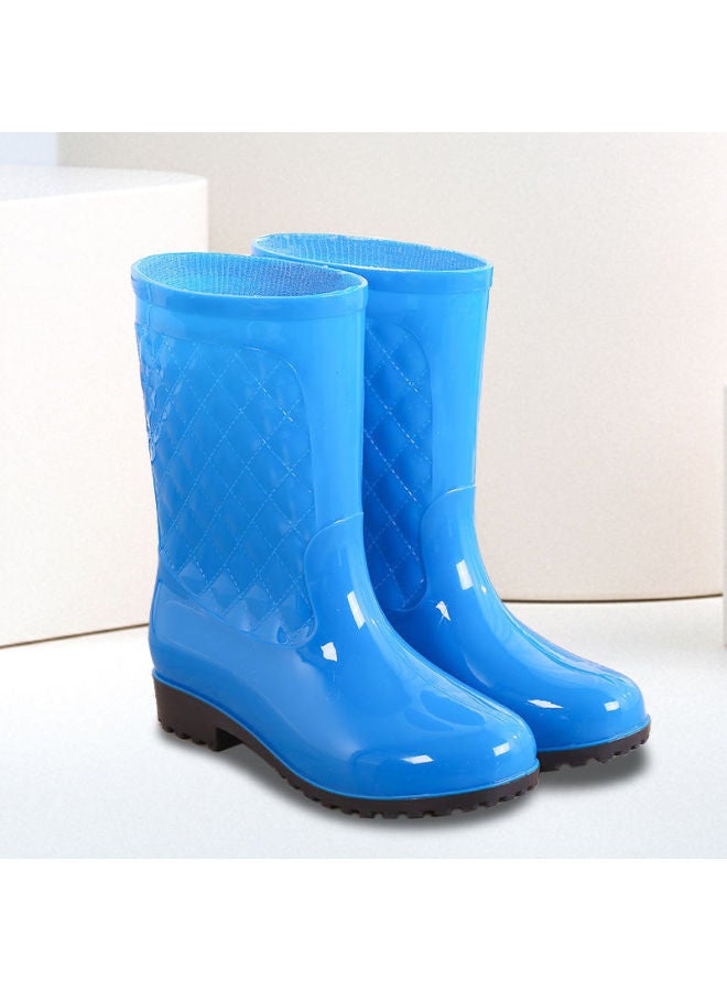 Rain Boots Women's Mid-calf Four Seasons Work Rain Boots Cotton Warm Kitchen Thick Bottom Wear-resistant Water Boots Non-slip Water Shoes Women
