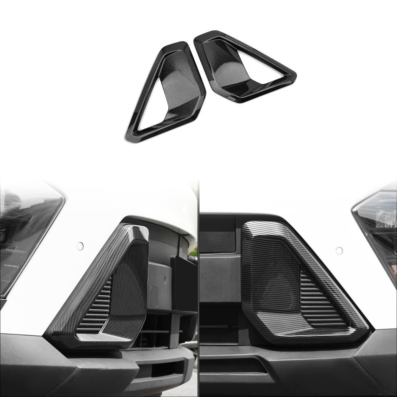 JUIVEEL ABS Front Bumper Side Air Vent Cover Fog Light Lamp Decor Cover Front Bumper Middle Mesh Cover Compatible with Hyundai Kona 2024 2025 SX2 Accessories Carbon Fiber Style